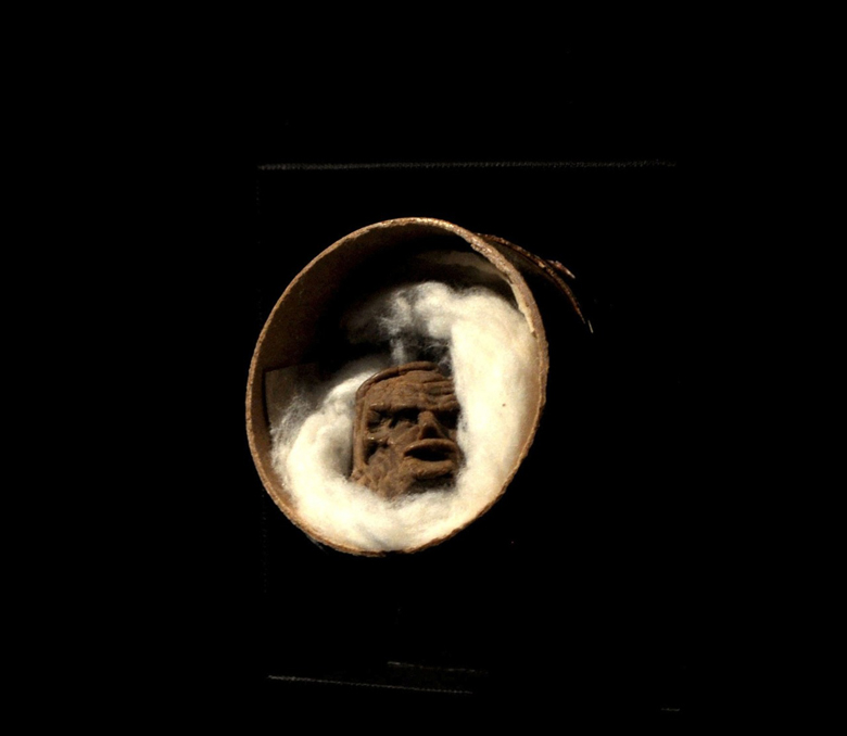 Egon Schiele. Portrait of a fellow inmate in Sankt Pölten prison. Kneaded and carved bread. Approximately 1.5” x 1.25” x 1.5”. 1912.