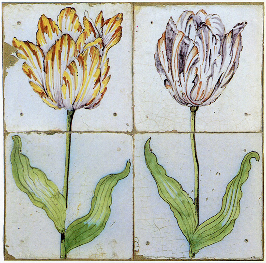 Tableau with tulips (detail). Hoorn, Netherlands.1st half of 17th century. Boymans-van Beuningen Museum, Rotterdam.